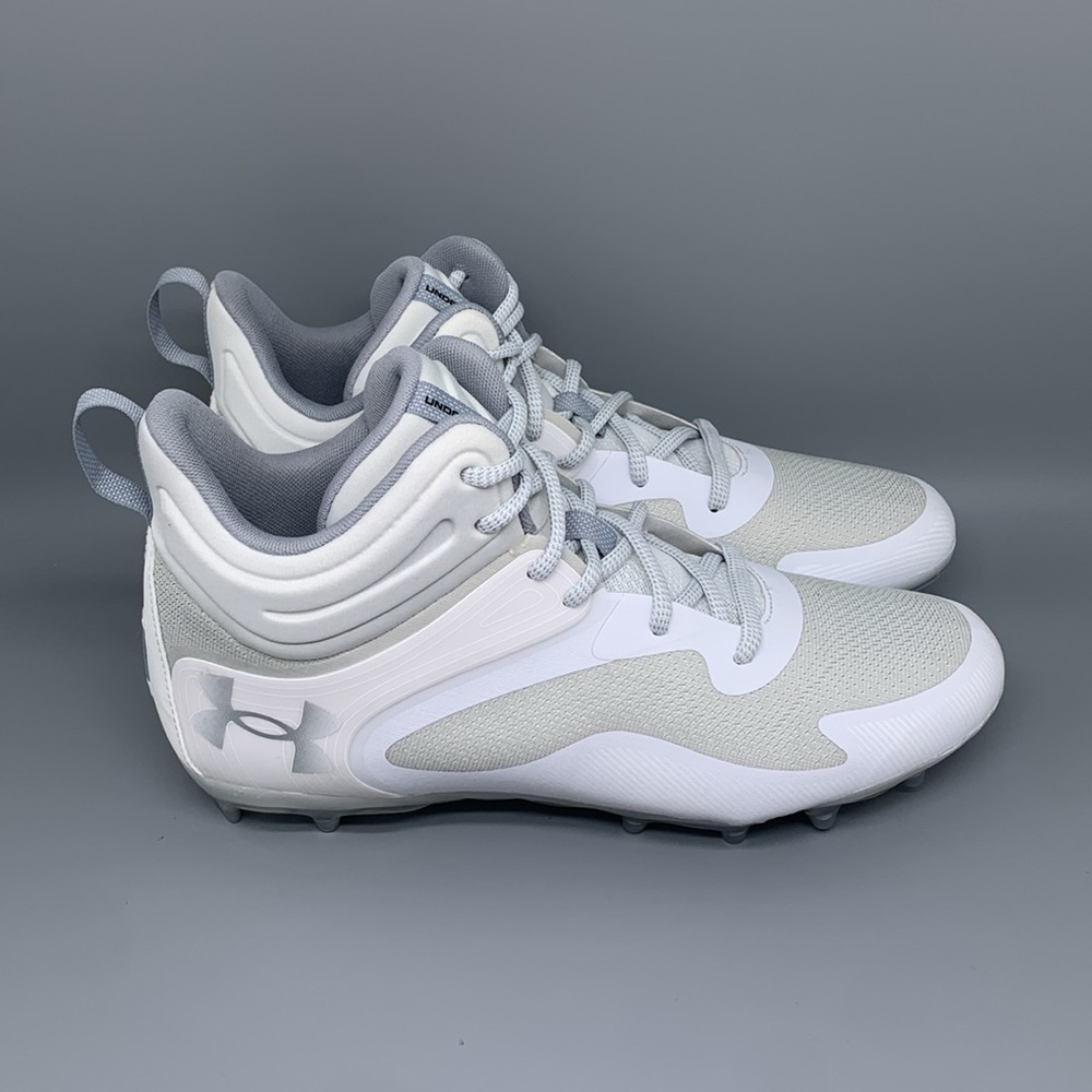 Under Armour Command MC Mid White Lacrosse Cleats 3025639-100‎ Men’s Sz 11.5.